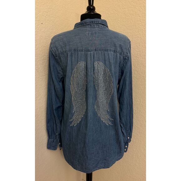 Merona Denim Button Down with Wings/Embellishments-Sz XL - Picture 1 of 13